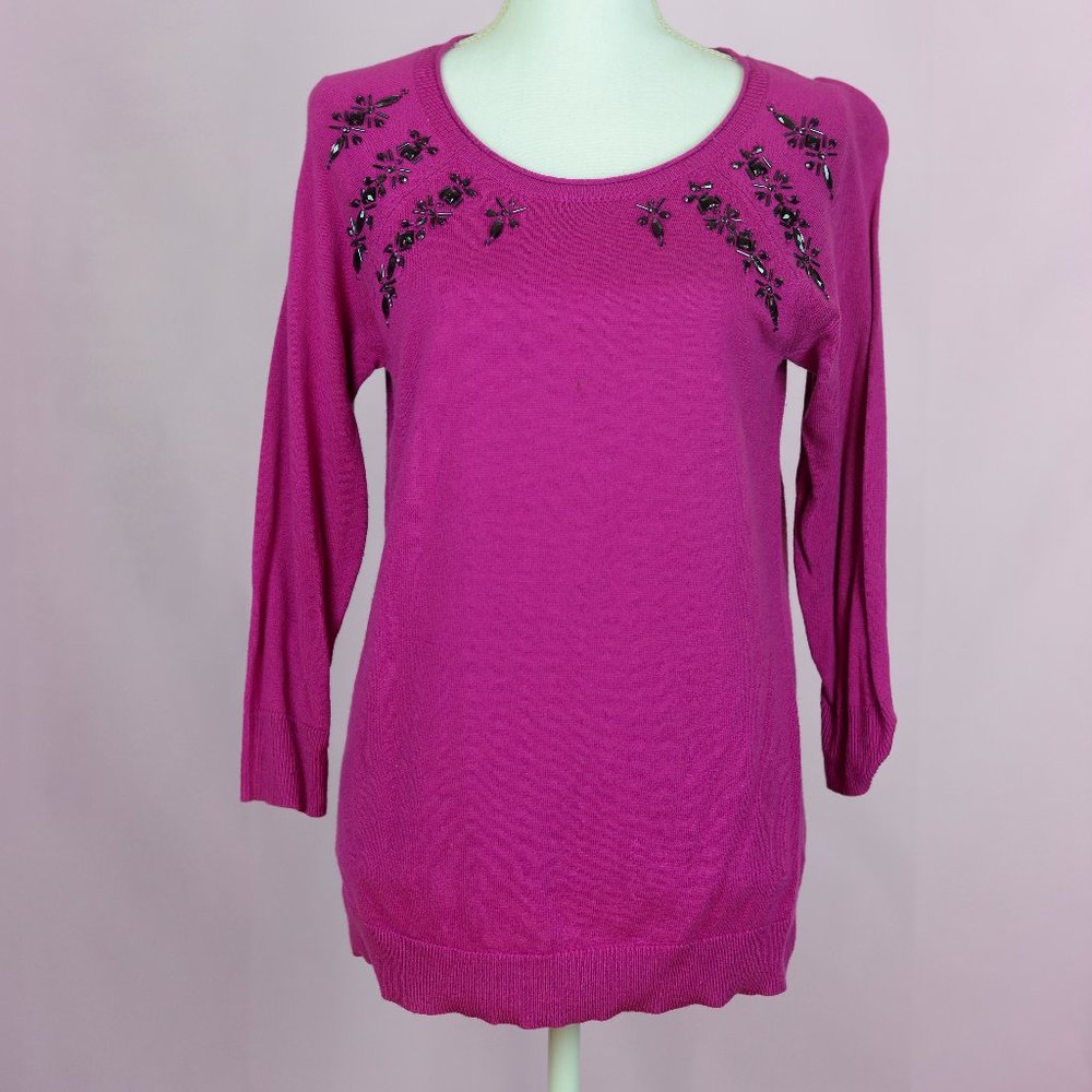 Fuschia embellished sweater